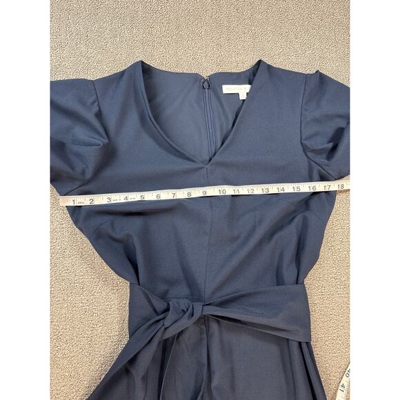 Preston & York Jumpsuit Kayla Tie Belt Classic Cocktail Evening Navy Blue Size 6 - Picture 5 of 10